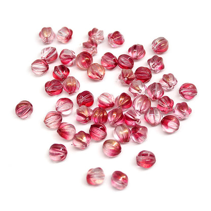 Czech Glass Beads Pumpkin 8mm Pastel Glow Grooved 100pcs 15