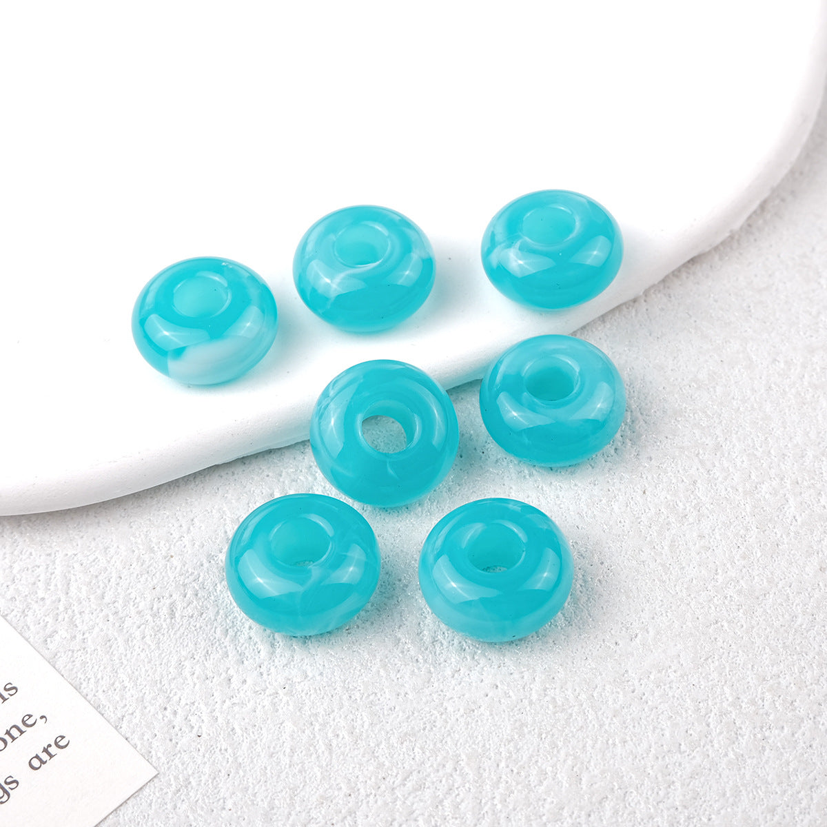 Acrylic Round Spacer Beads 14mm Antique Blooming Ink 50pcs 17