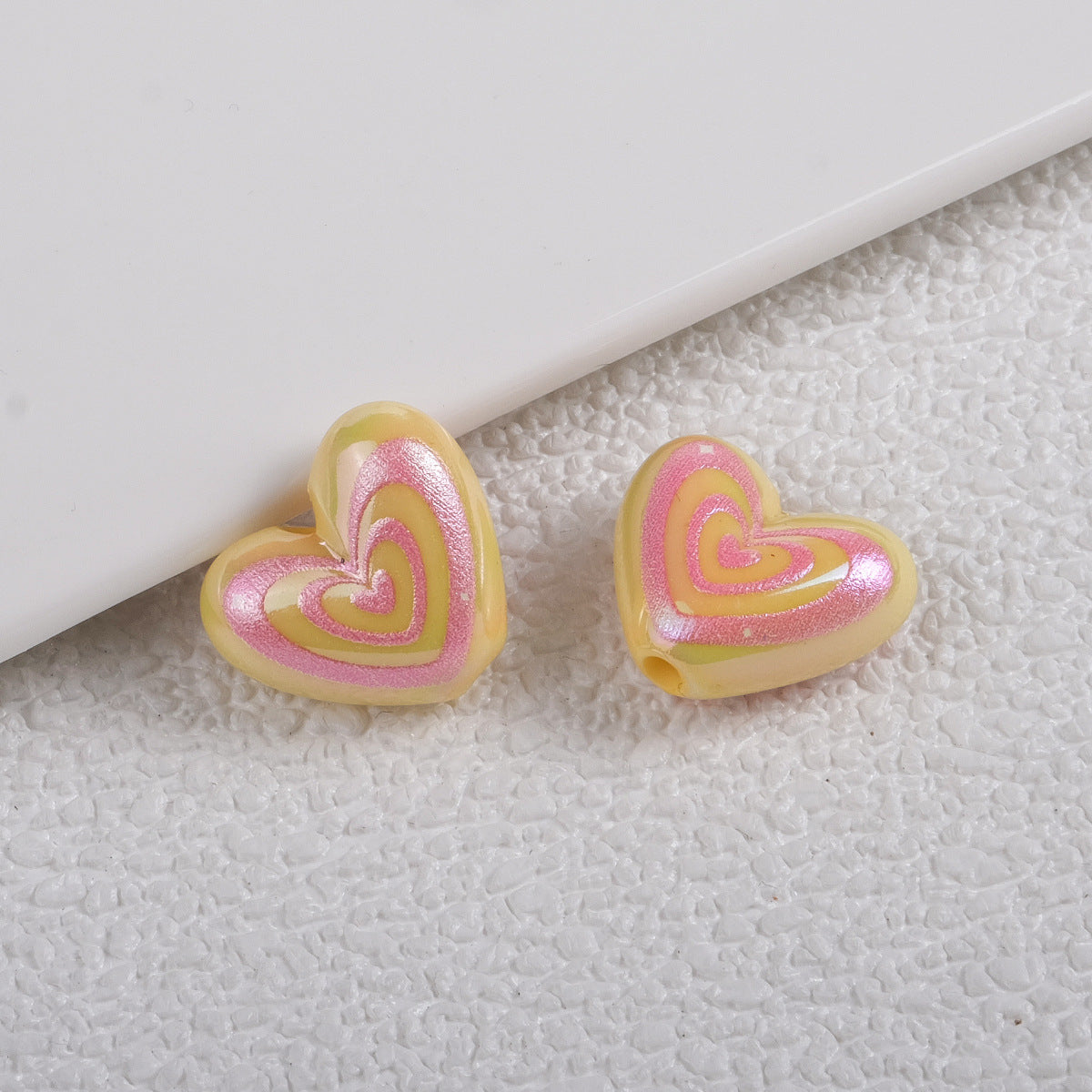 Plating Heart Acrylic Beads 18mm Spiral Pattern Glossy 50pcs 12