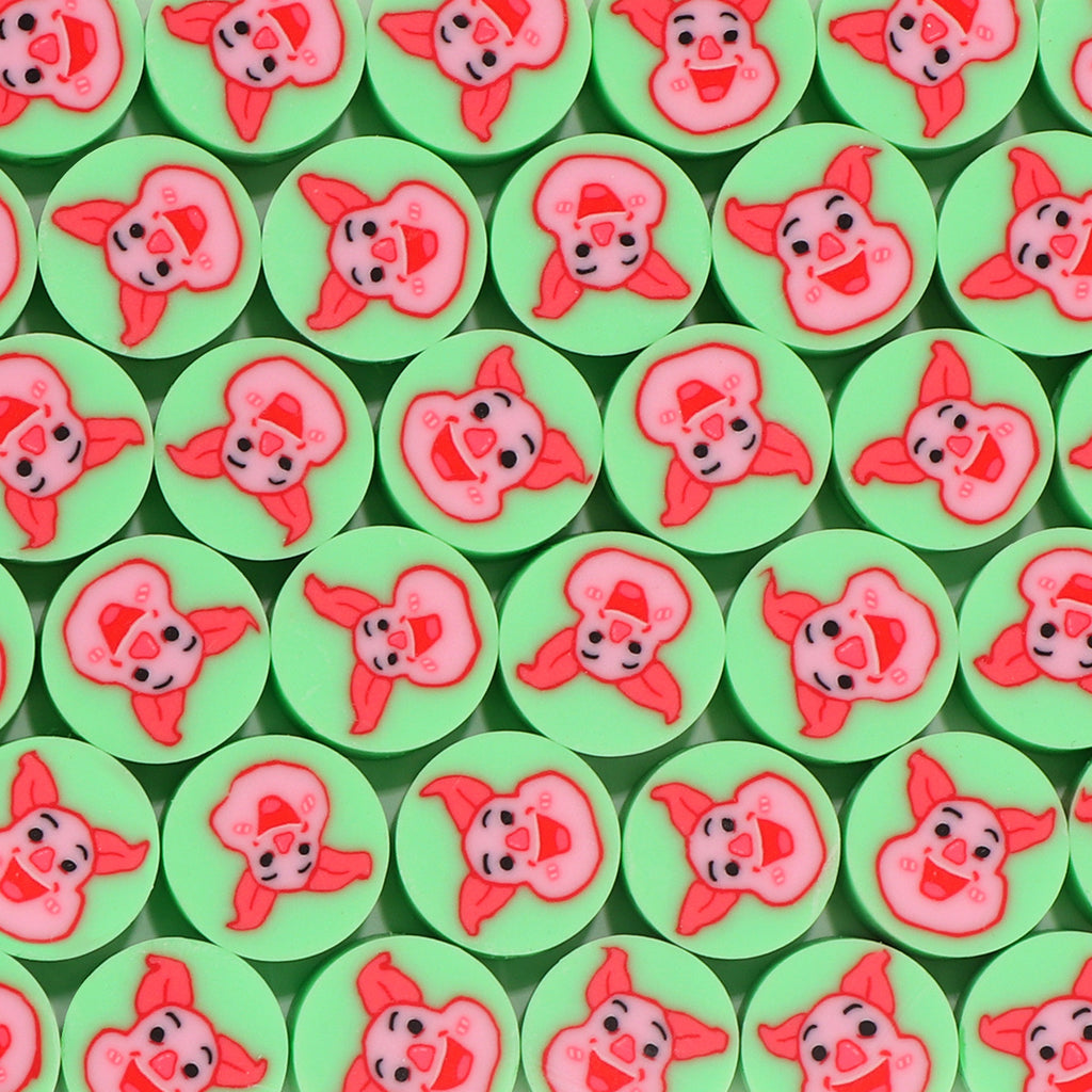 Character Flat Clay Beads 9mm Colorful Anime Designs 100pcs 6