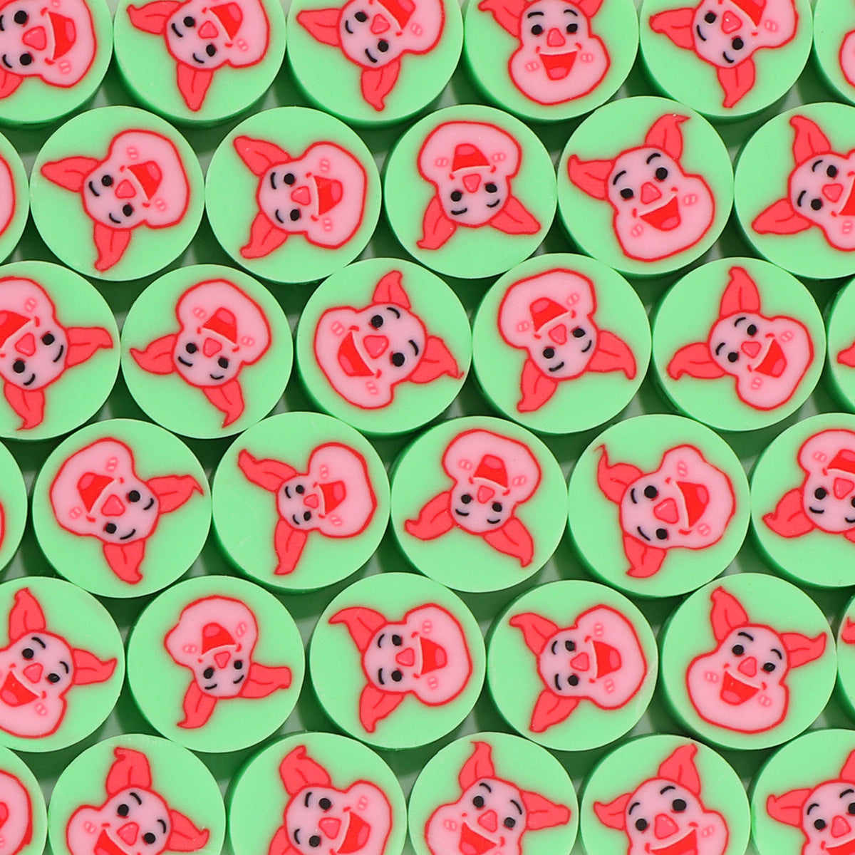 Character Flat Clay Beads 9mm Colorful Anime Designs 100pcs 6