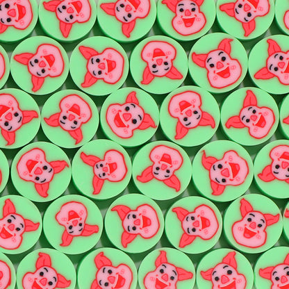 Character Flat Clay Beads 9mm Colorful Anime Designs 100pcs 6