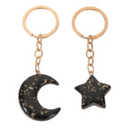 Acrylic Star Moon Couple Keychain Gold Flakes Delicate Chain