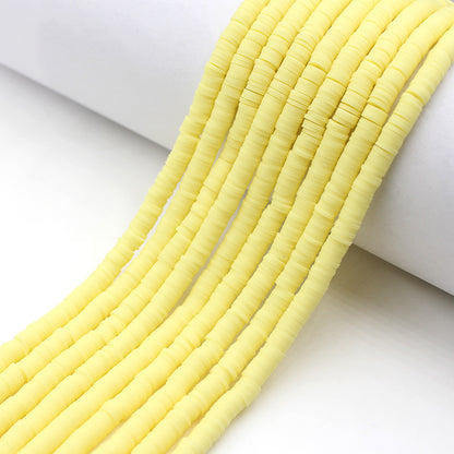 Flat Clay Beads 6mm Solid Color Smooth Polymer Disc 10strands 6