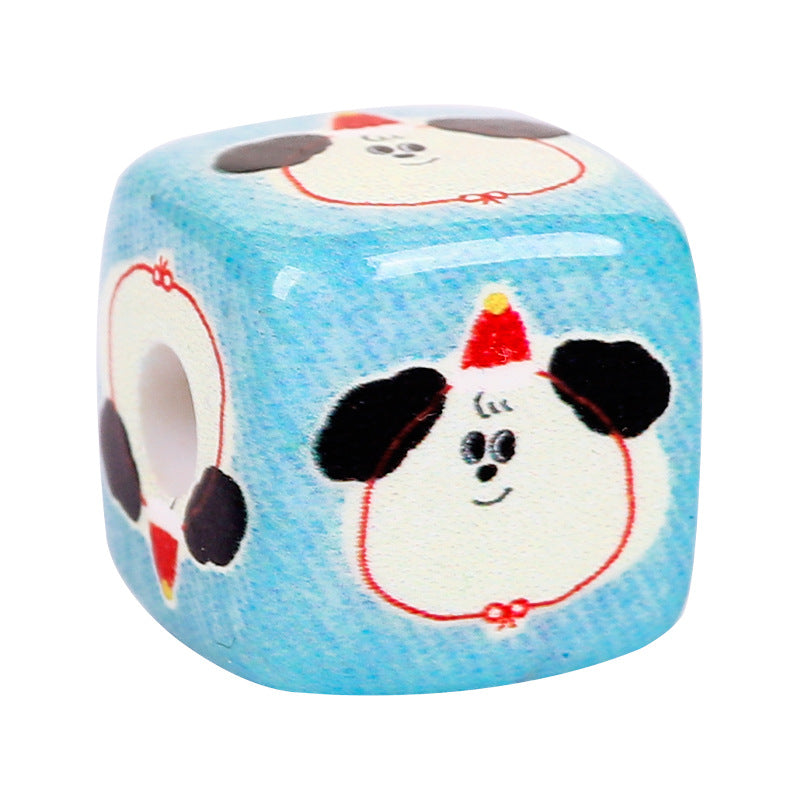 Cartoon Bear Square Acrylic Beads 14mm Colorful Characters 10pcs 3