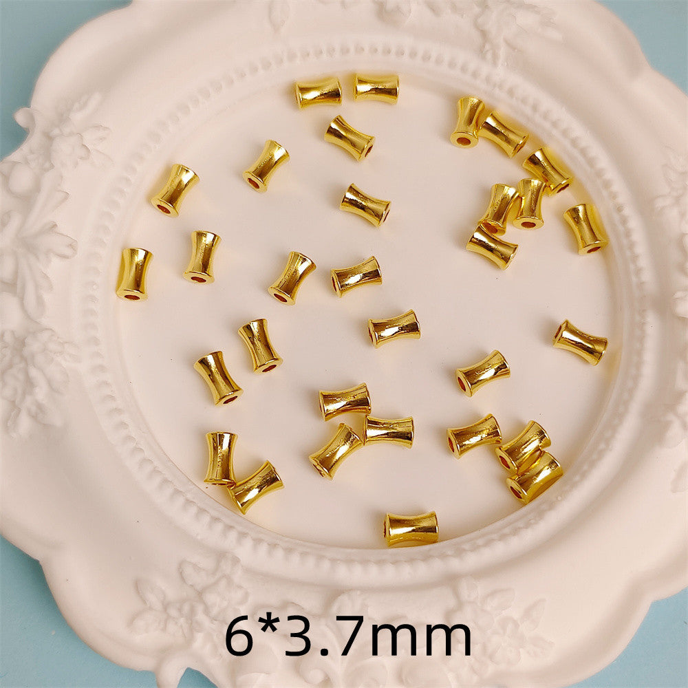 Tube Metal Beads 6mm 8mm Smooth Bamboo Joint Zinc Alloy 100pcs 9