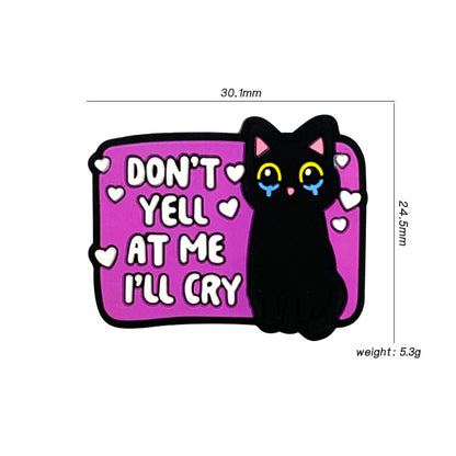 Silicone Focal Beads Tearing Kitten Purple Background with Text 20pcs 3