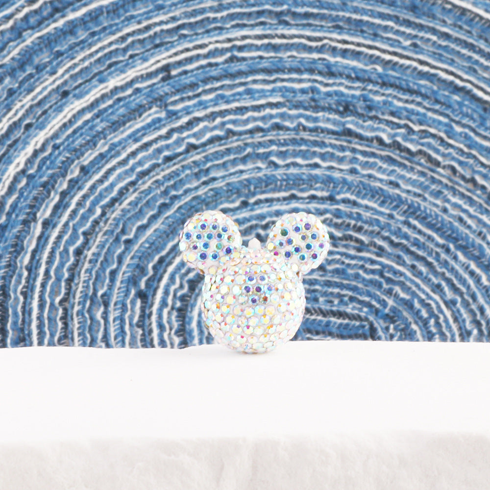 Polymer Clay Mickey Head Rhinestone Beads 17mm Full Pave 6pcs 7