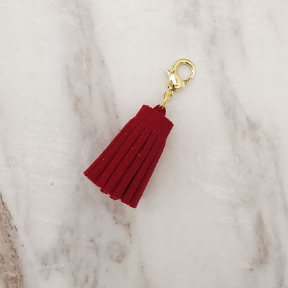 Mini Chunky Tassel Keychain PU Leather with Metal Clasp 8pcs 16