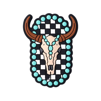 Silicone Focal Beads Turquoise Daisy Cattle Head Checkerboard Skull 20pcs 5