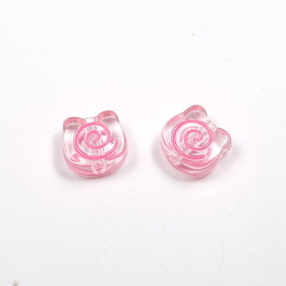 Clear Bear Biscuit Acrylic Beads 12mm Translucent Swirl 50pcs 11