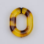 Plastic Leopard Print Open Chain Links 23mm Transparent Amber 100pcs 6
