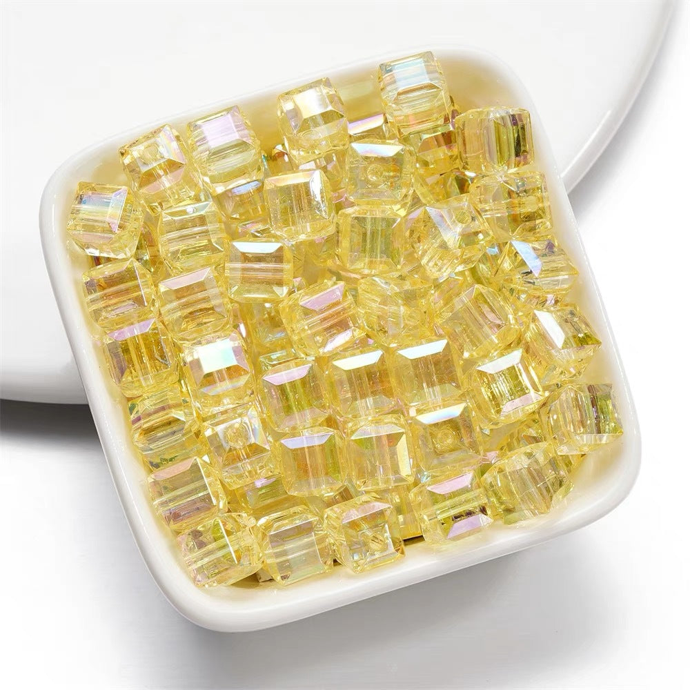 Clear Cubic Acrylic Beads 8mm Faceted Pastel Square 30pcs 12