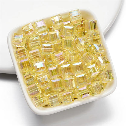 Clear Cubic Acrylic Beads 8mm Faceted Pastel Square 30pcs 12
