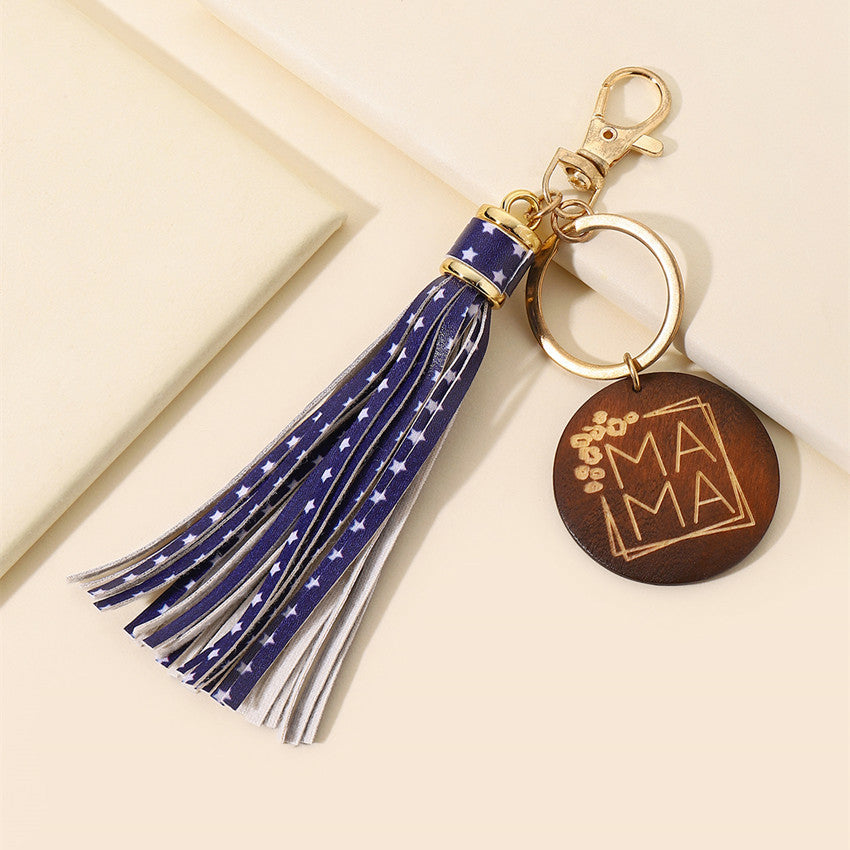 PU Tassel Keychain Metal Rainbow Color with Lobster Clasp 4