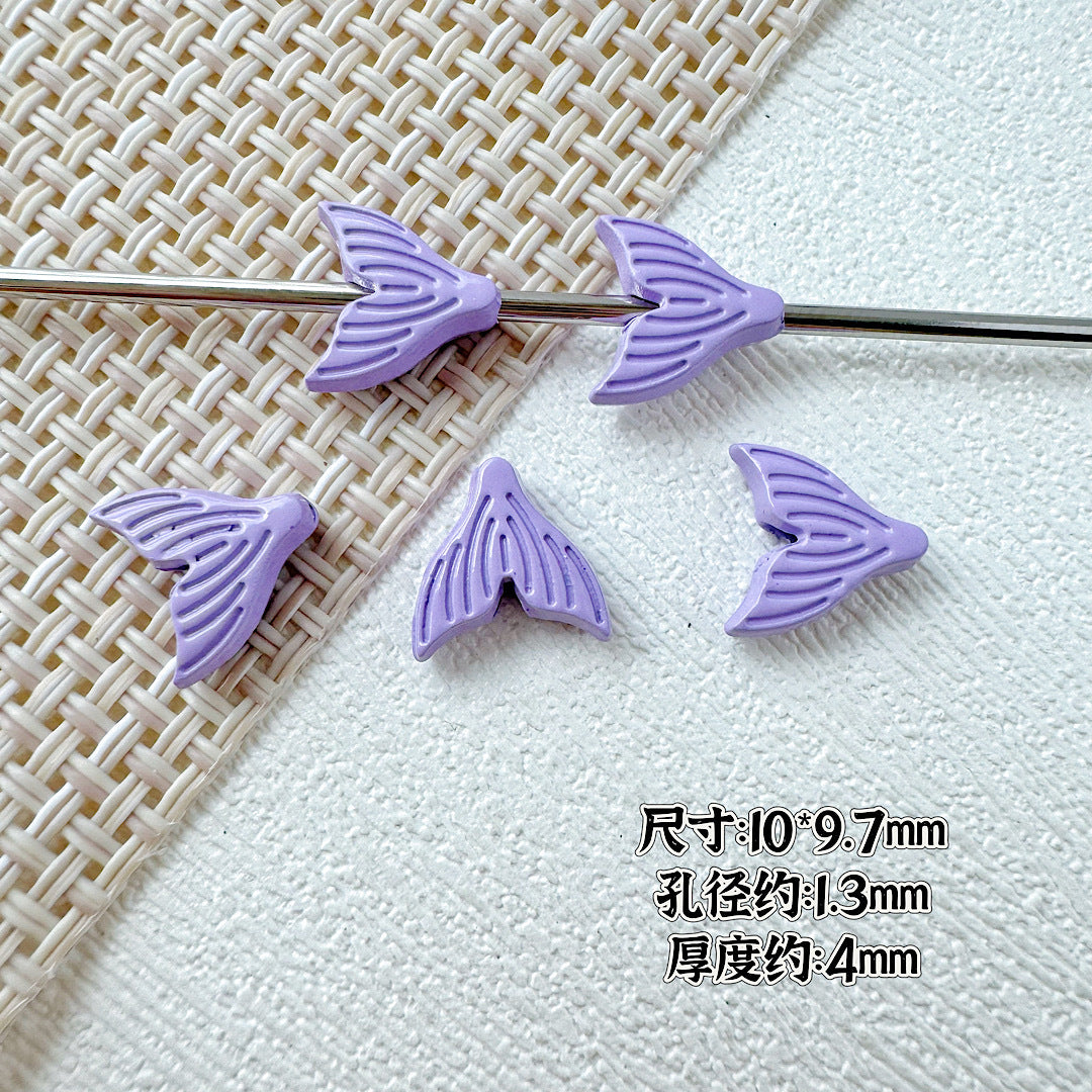 Shell and Mermaid Tail Metal Beads 14mm Glossy Pastel Painted Alloy 10pcs 20