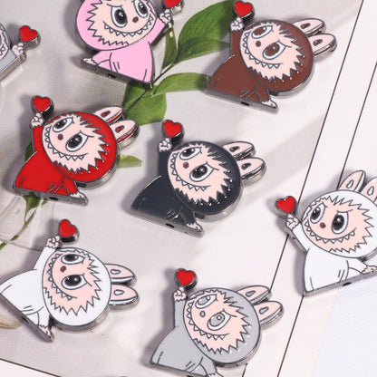 Finger Heart Pose Metal Beads 20mm Enamel Alloy 5pcs