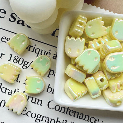 UV Plating Ghost Acrylic Flat Beads 14mm Candy Color 50pcs 11