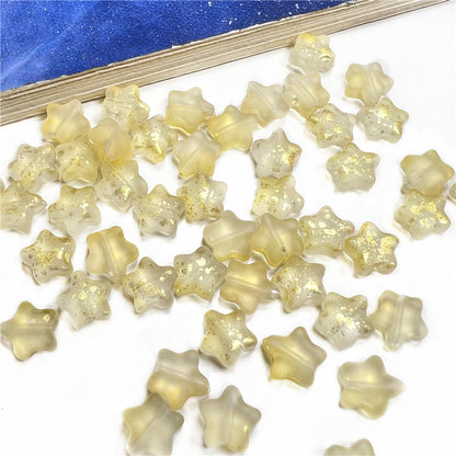 Small Star Czech Glass Beads 8mm Translucent Gold Flecked 50pcs 10