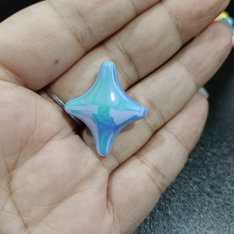 UV Plating Cross Shaped Star Acrylic Beads 25mm Glossy Colorful 100pcs 4
