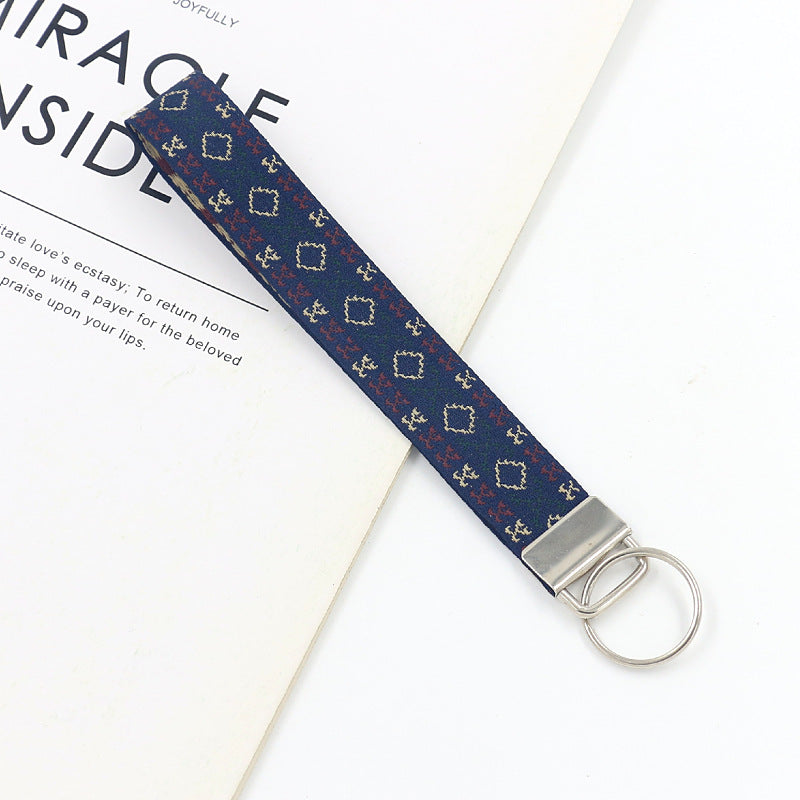Bohemian Style Wristlet Keychain Antique Silver Polyester 2pcs 17cm 19