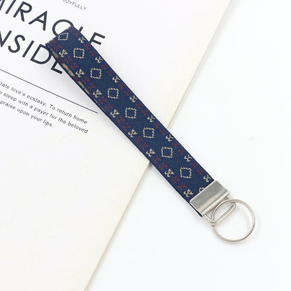 Bohemian Style Wristlet Keychain Antique Silver Polyester 2pcs 17cm 19