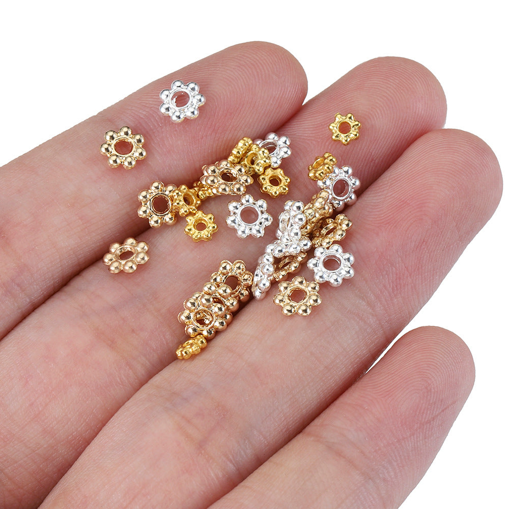 Brass Flower Spacer Beads 4-6mm Tiny Snow Design 50pcs 3