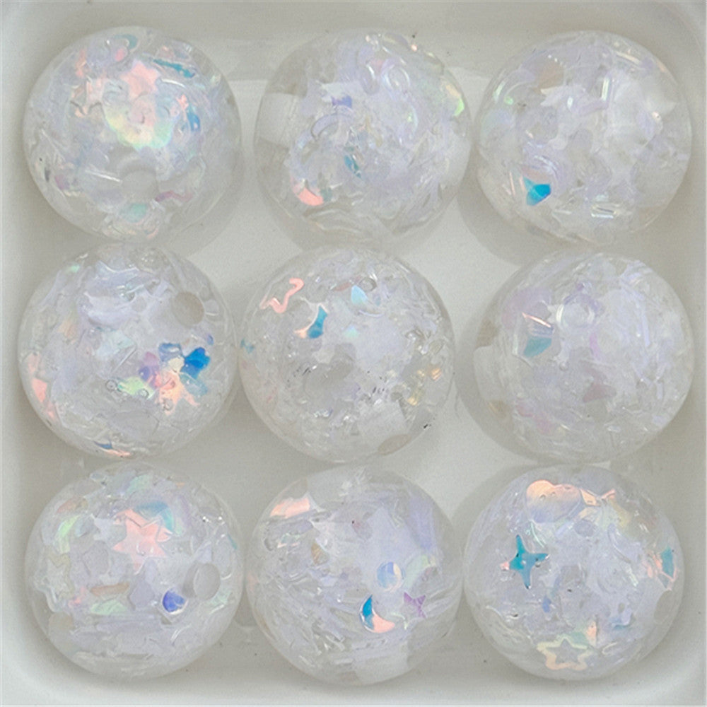 Snowflake Resin Beads 16mm Clear Sequin Filled Round 50pcs 2