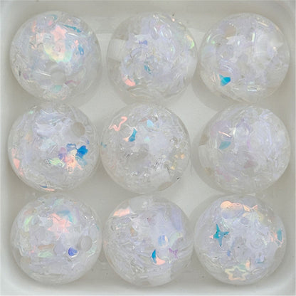 Snowflake Resin Beads 16mm Clear Sequin Filled Round 50pcs 2