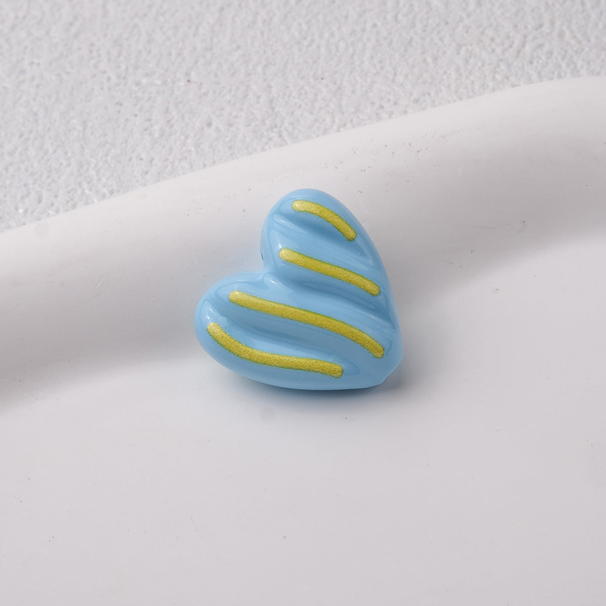 Wavy Stripe Heart Acrylic Beads 19mm Colorful Mixed 20pcs 13
