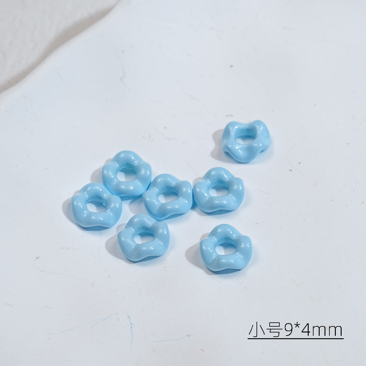 Acrylic Wavy Spacer Beads 9mm Mini Glossy Finish 100pcs 18