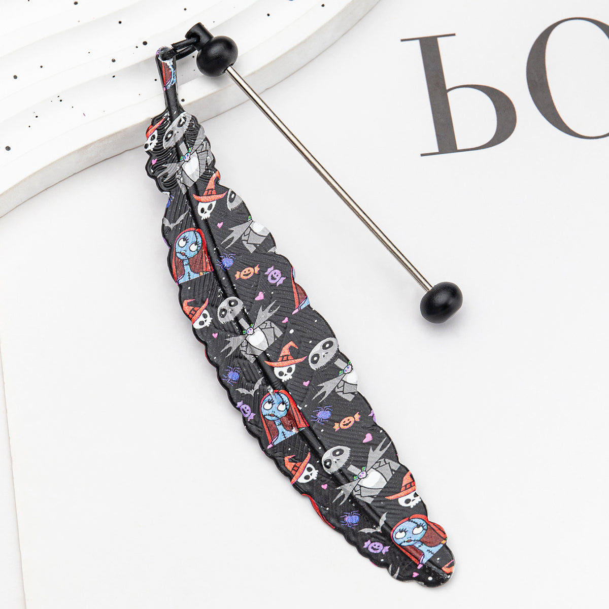 Beadable Feather Bookmarks Halloween Christmas Prints 12pcs 10