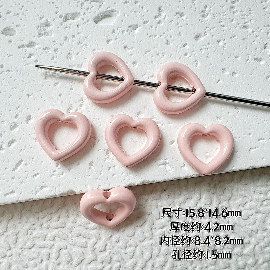 Heart Circle Floral Metal Beads Painted Solid Color Bulk 20pcs 23