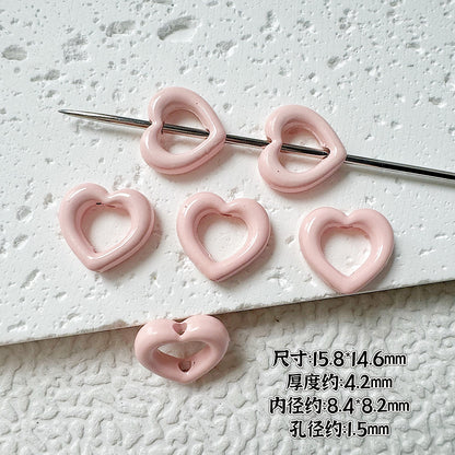 Heart Circle Floral Metal Beads Painted Solid Color Bulk 20pcs 23