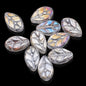 Czech Glass Leaves Glass Beads 7x11mm Electroplated 50pcs 12