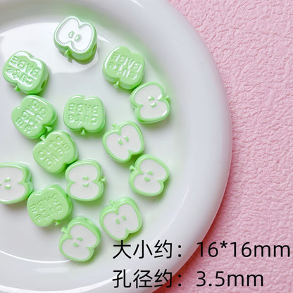Painted Half Apple Acrylic Beads 16mm Glossy Enamel 10pcs 7