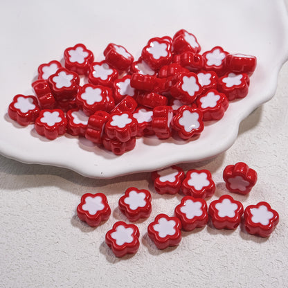 Double-Sided Flower Enamel Acrylic Beads 12mm Dual Color 50pcs 5