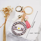 Pink Leopard Print Daisy Keychain Metal Gold Hardware Mom Gift 5