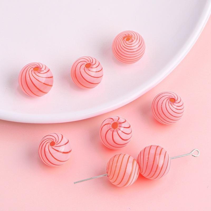 Hand Painted Hollow Polka Dotted Blown Glass Beads 14mm 4pcs 15