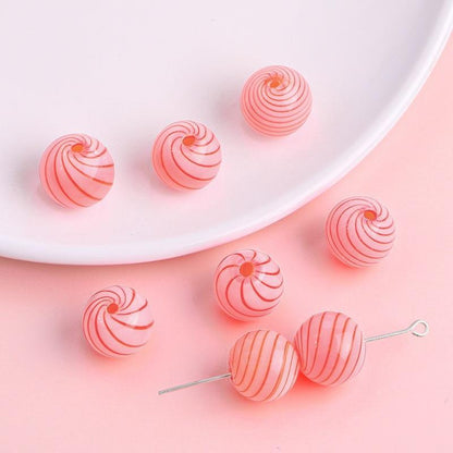 Hand Painted Hollow Polka Dotted Blown Glass Beads 14mm 4pcs 15