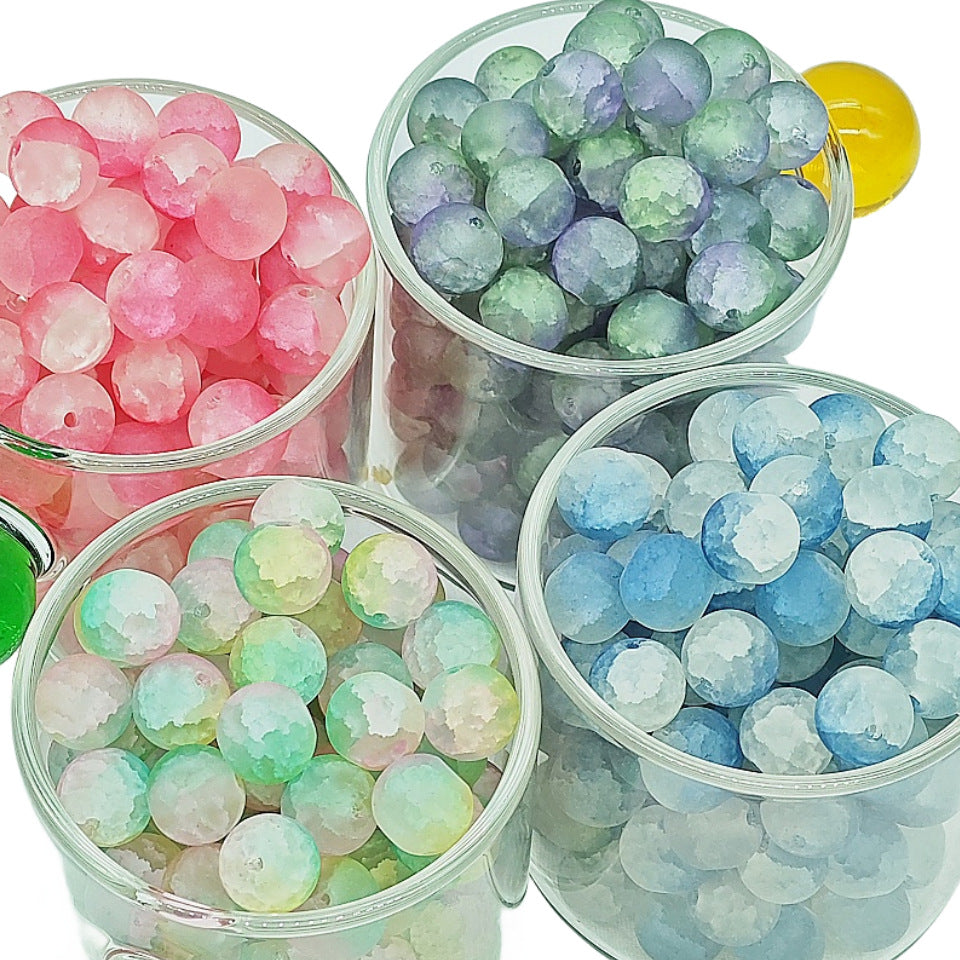 Frosted Round Glass Beads 10mm Muted Pastels Earth Tones 50pcs 4
