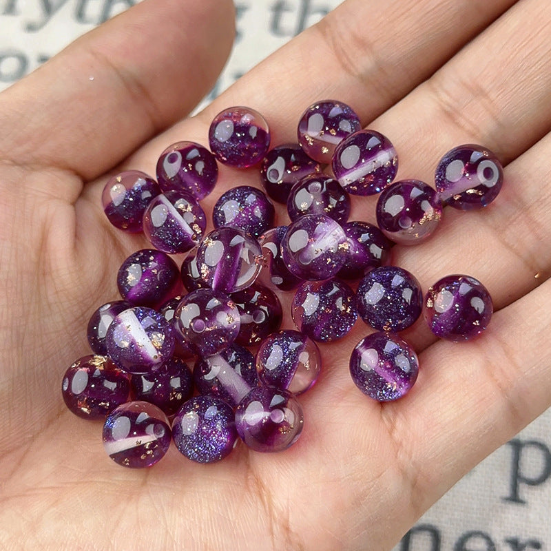 Semi-Transparent Gold Foil Resin Beads 10mm Sparkle Mixed Colors 100pcs 16