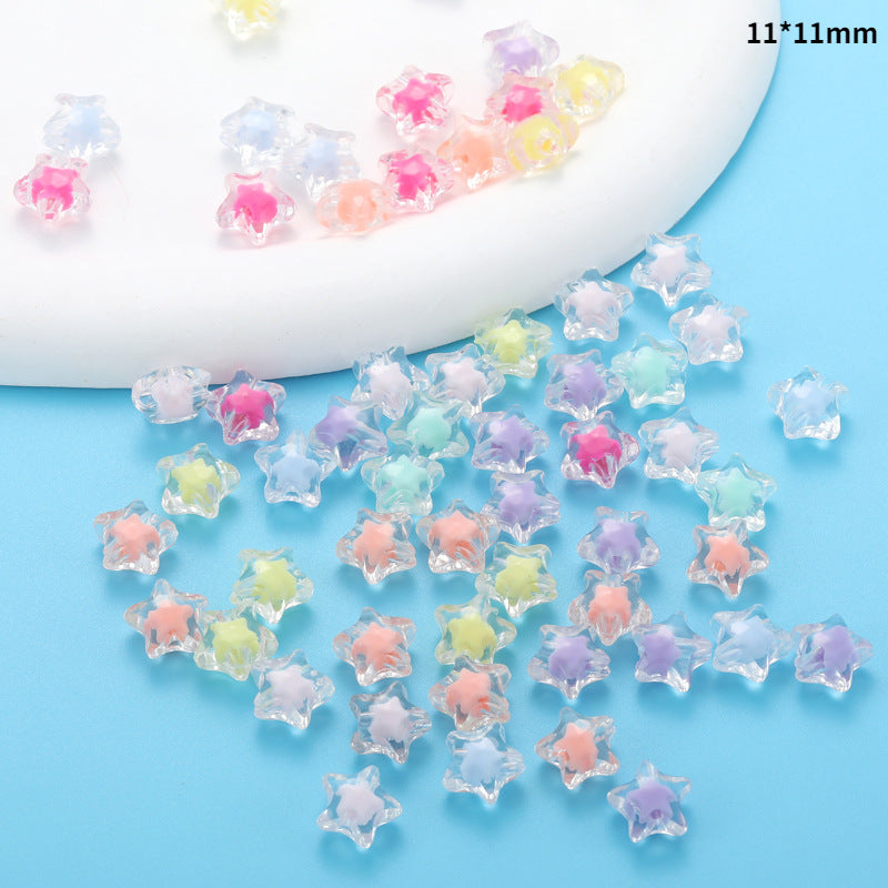 Transparent Flower Acrylic Beads Candy Color Mixed Shapes 100pcs 8