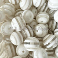 Striped Bubblegum Beads 20mm Transparent White Chunky Resin 10pcs
