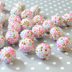 Rhinestone Bubblegum Beads 10-22mm Pink Blue Gold Striped Resin 5pcs 2