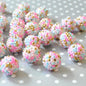 Rhinestone Bubblegum Beads 10-22mm Pink Blue Gold Striped Resin 5pcs 2
