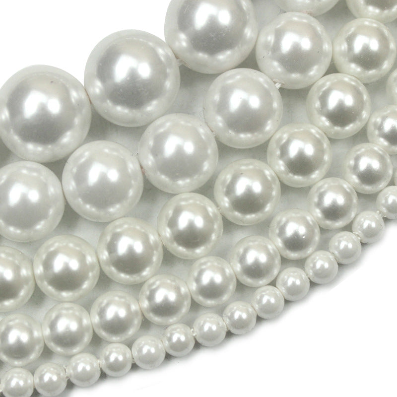 Pearl Round Glass Beads 2-16mm Imitation White Lustrous 2