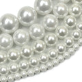 Pearl Round Glass Beads 2-16mm Imitation White Lustrous 2