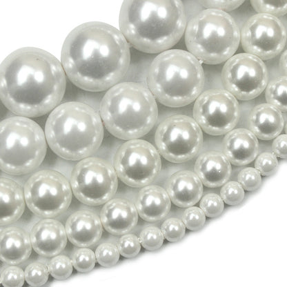 Pearl Round Glass Beads 2-16mm Imitation White Lustrous 2