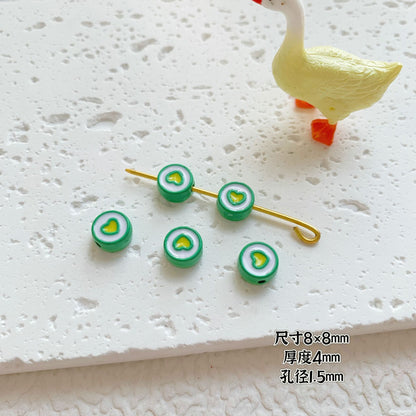 Round Metal Beads Baking Painted Smiling Chocolate Series 20pcs 40